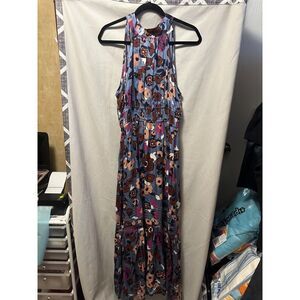 NWT Cleobella Iman Ankle Dress In Waterlily Size Large Halterneck Tie